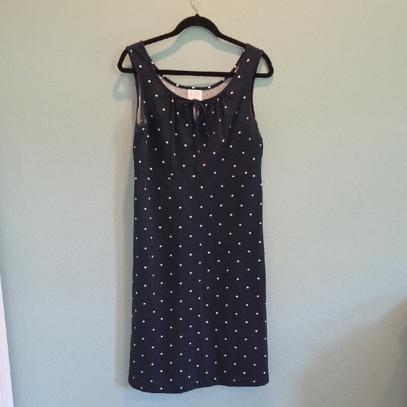 Style Studio Navy and White Polka Dot Midi Dress Women's Medium Made in The USA - Picture 1 of 9